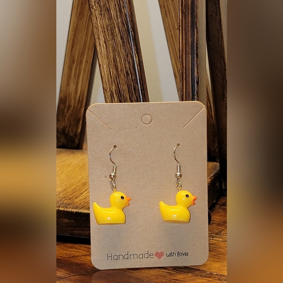 Cute Mini Yellow Duck Earrings Made from Resin with Sterling Silver Hooks.✨️✨️ - Picture 2 of 3